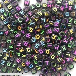 Amaonm 500pcs Mixed black Colorful DIY Square Acrylic Plastic Letter Alphabet LetterA-z Cube Beads Size 6x6mm or 1 5 for Bracelets Kids Learn toy Games Key Chains and Children Jewelry  B01DAGZDZW